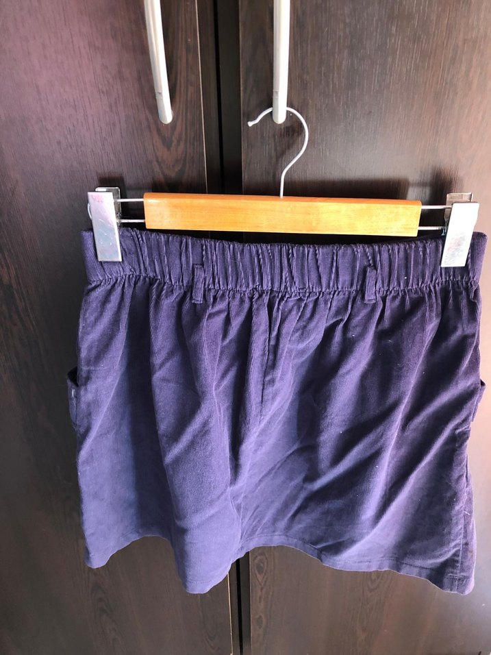 Lacivert Midi Keten Pilili Kadın Etek - Görsel 3