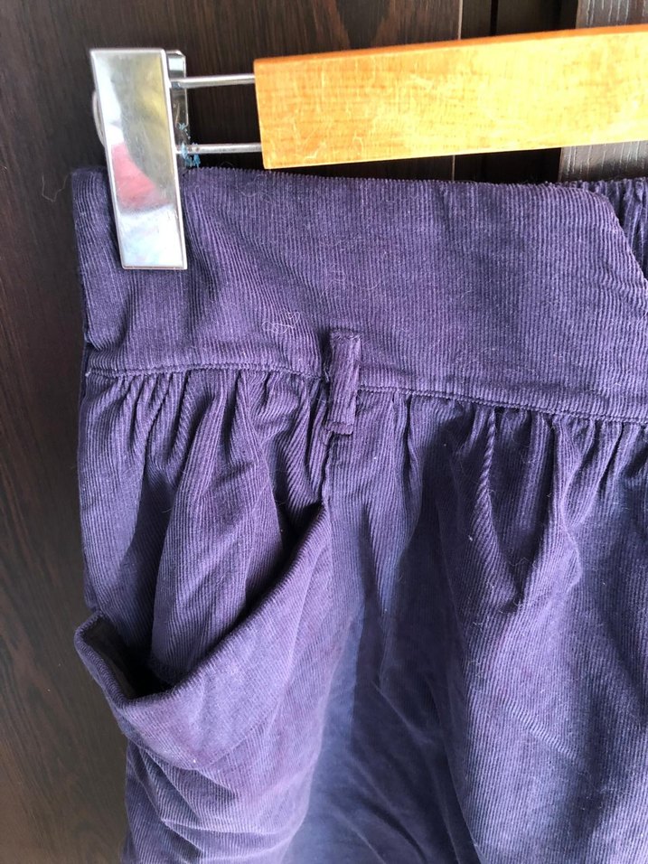 Lacivert Midi Keten Pilili Kadın Etek - Görsel 2