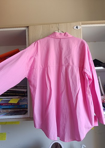 Pastel pembe uzun kollu yazlık gömlek - Görsel 4