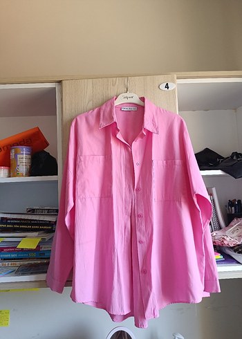 Pastel pembe uzun kollu yazlık gömlek - Görsel 2