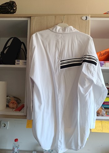 Kadın Beyaz Pamuklu Düğmeli Oversize Gömlek - Görsel 6