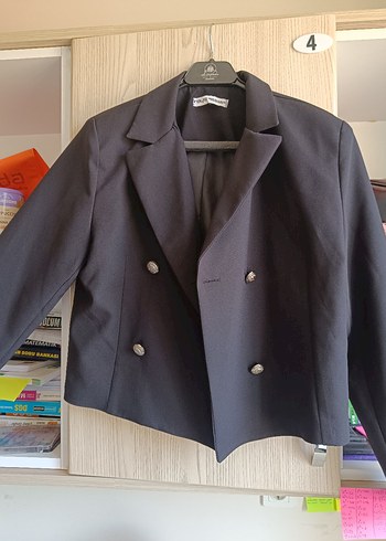 Düğmeli siyah Kadın Blazer Ceket - Görsel 7