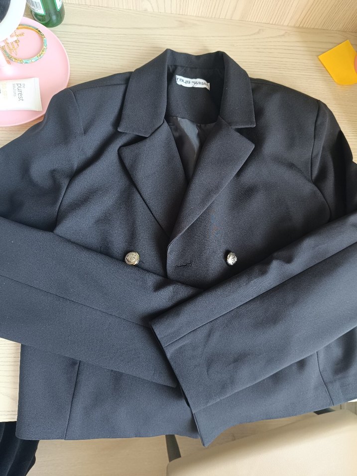 Düğmeli siyah Kadın Blazer Ceket - Görsel 3