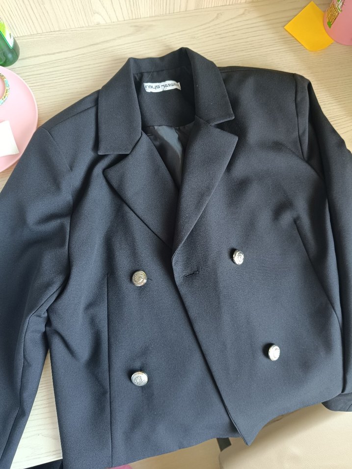 Düğmeli siyah Kadın Blazer Ceket - Görsel 2