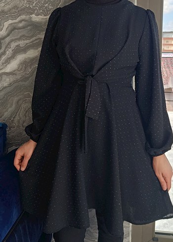 Uzun Siyah Puantiyeli Tunik üst. - Görsel 5