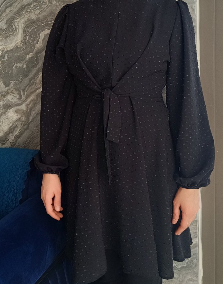 Uzun Siyah Puantiyeli Tunik üst. - Görsel 2