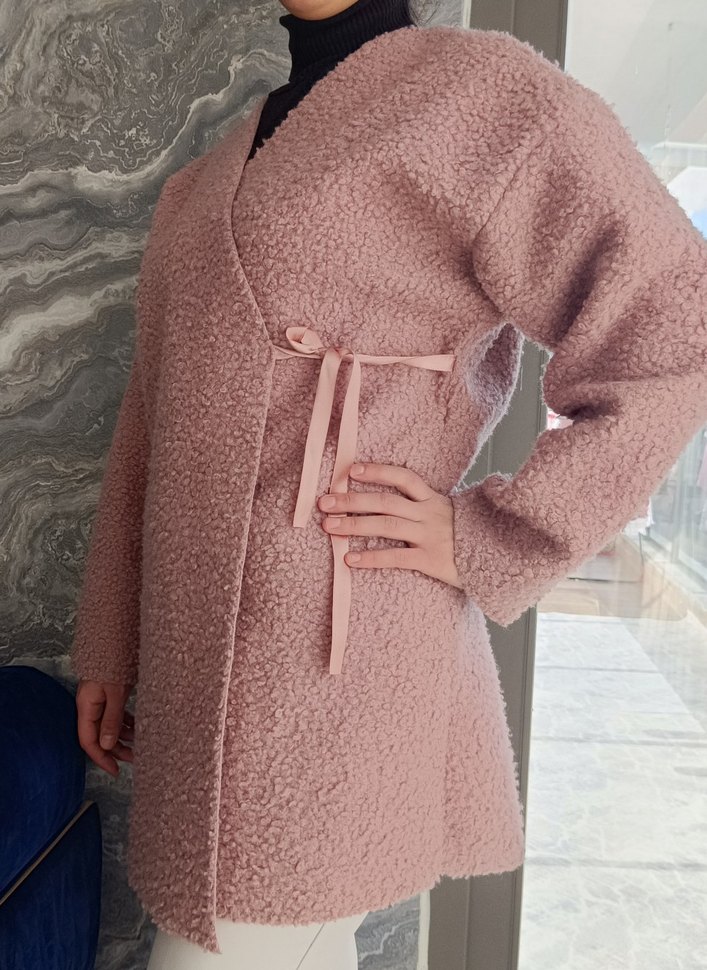 Pembe Peluş Kadın Midi üst. - Görsel 4