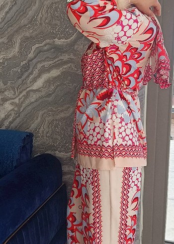 Kürk Detaylı Bohem Desenli Kadın Takım - Görsel 4