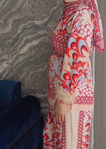 Kürk Detaylı Bohem Desenli Kadın Takım - Görsel 5