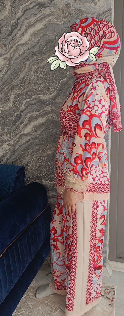 Kürk Detaylı Bohem Desenli Kadın Takım - Görsel 5