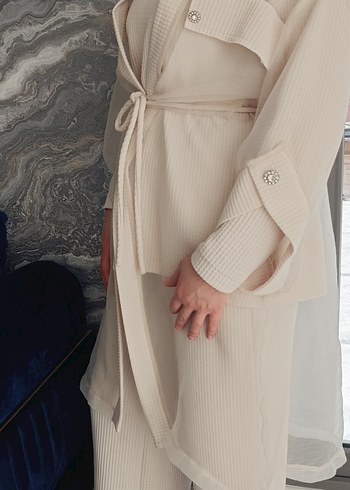 Bej Uzun Kollu Kadın Takım - Görsel 2