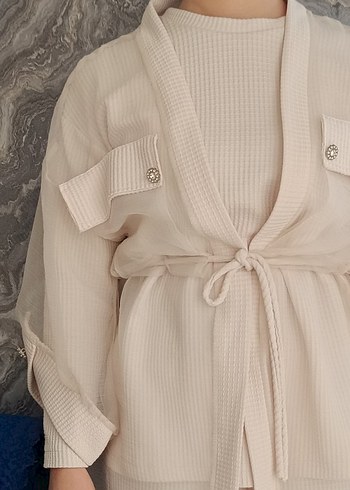 Bej Uzun Kollu Kadın Takım - Görsel 7