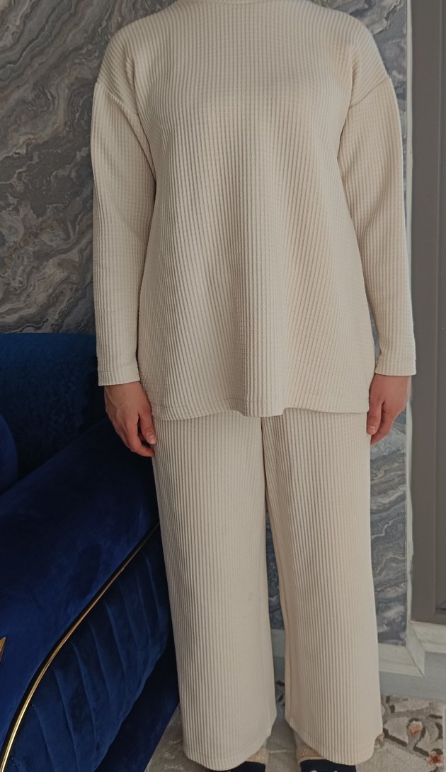 Bej Uzun Kollu Kadın Takım - Görsel 5