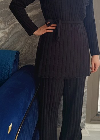 Kadın Siyah Triko Boğazlı Uzun takım - Görsel 3