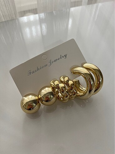 Gold üçlü küpe