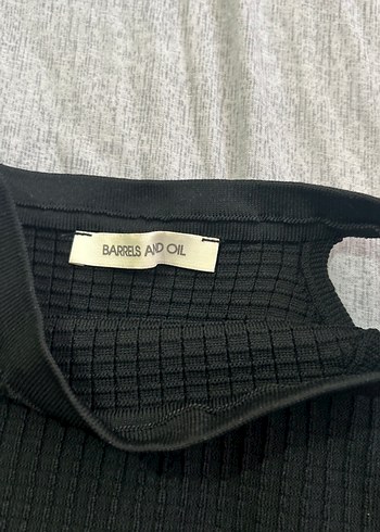 Diğer Siyah Yüksek Yakalı Örgü Crop Top