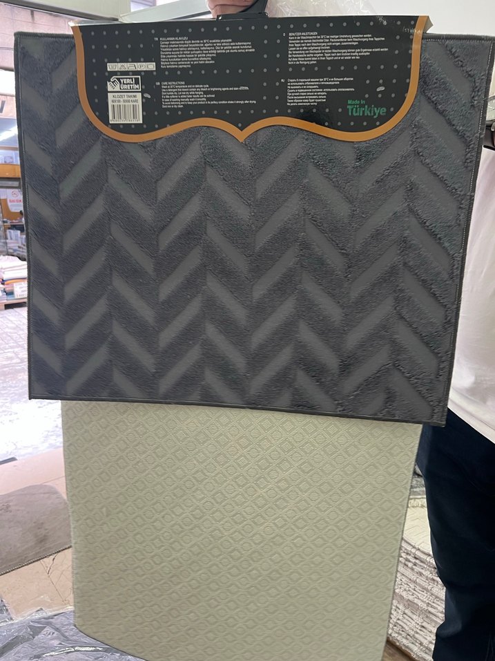 HilalHome Gri Desenli Banyo Paspası 2li - Görsel 2