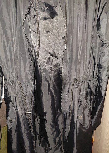 Fermuarlı Siyah Street Wear Kadın Yağmurluk - Görsel 3