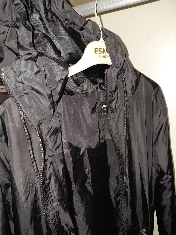 Fermuarlı Siyah Street Wear Kadın Yağmurluk - Görsel 5