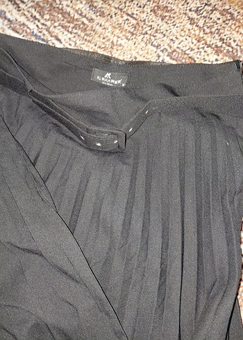 Gri Siyah Pilili Midi Etek - Görsel 3