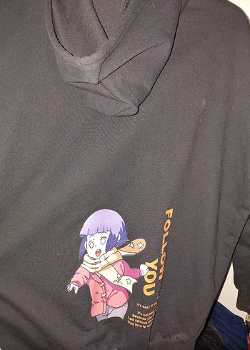 Naruto Baskılı Siyah Kapuşonlu Sweatshirt - Görsel 2