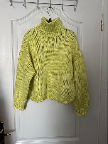H&M neon sarı boğazlı kazak