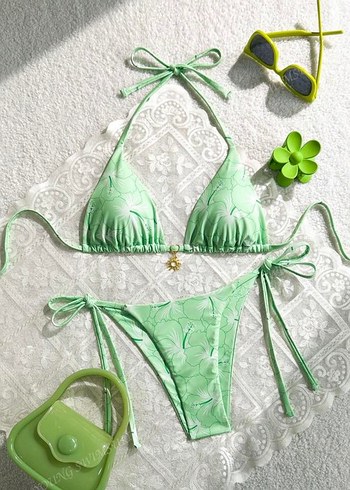 Yeşil Dantel Detaylı Bohem Bikini