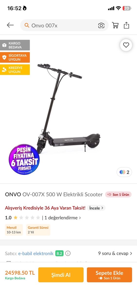 Elektrikli Scooter onvo 007x - Görsel 2