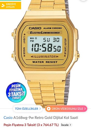 Casio A168wg-9w Retro Altın Dijital Kadın Saati