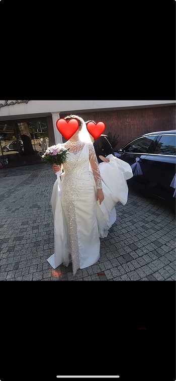 İncili balık model, arkası kabarık gelinlik - Görsel 10