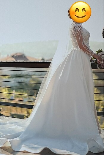 İncili balık model, arkası kabarık gelinlik - Görsel 4