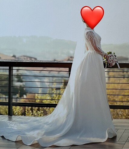 İncili balık model, arkası kabarık gelinlik - Görsel 7