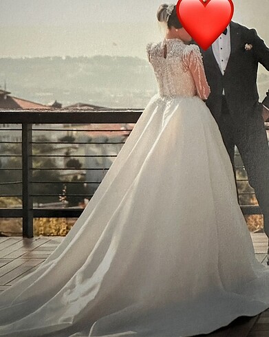 İncili balık model, arkası kabarık gelinlik - Görsel 8