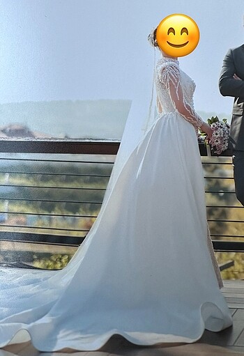 İncili balık model, arkası kabarık gelinlik - Görsel 6