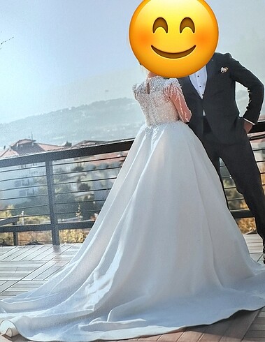 İncili balık model, arkası kabarık gelinlik - Görsel 5