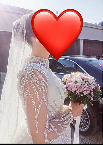 İncili balık model, arkası kabarık gelinlik - Görsel 11