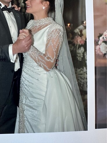 İncili balık model, arkası kabarık gelinlik - Görsel 9