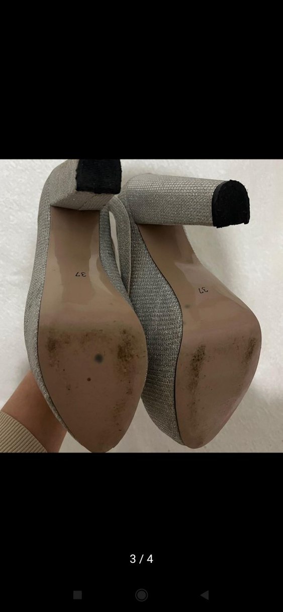 Gri Simli yüksek platform topuklu Kadın Abiye Ayakkabı - Görsel 3