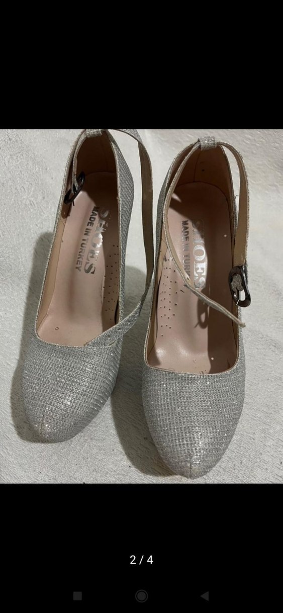 Gri Simli yüksek platform topuklu Kadın Abiye Ayakkabı - Görsel 2