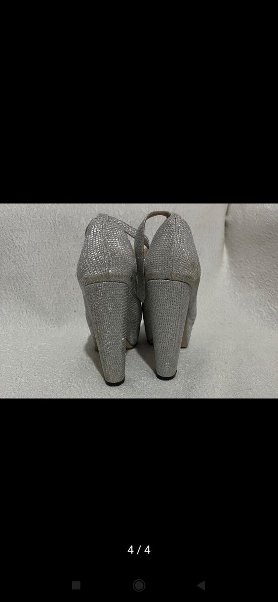 Gri Simli yüksek platform topuklu Kadın Abiye Ayakkabı - Görsel 4