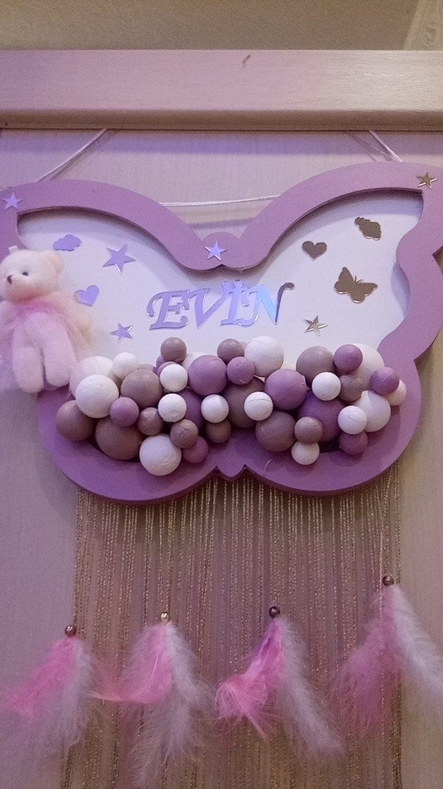 ahşap LED'li bebek kapı süsü - Görsel 2