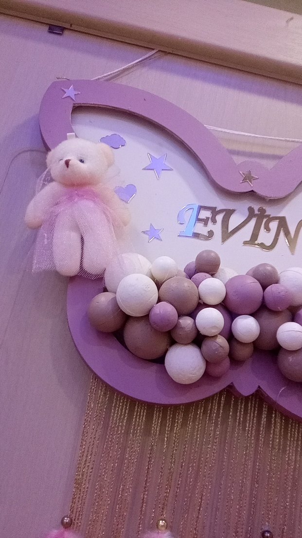 ahşap LED'li bebek kapı süsü - Görsel 3