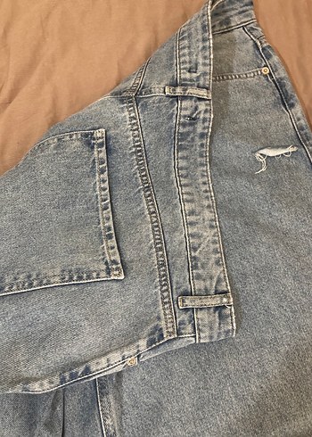 42 Beden Geniş Kesim Yırtık Denim Kadın Pantolon