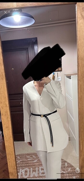 xs Beden Zara buz rengi kemerli blazer ceket