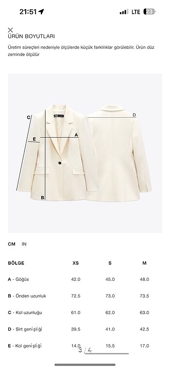 l Beden haki Renk Zara etiketli haki blazer