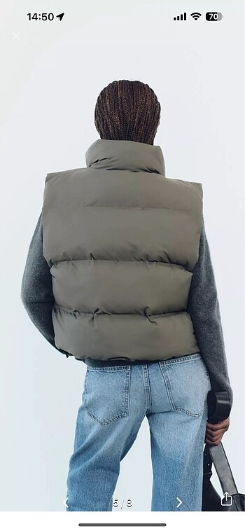 Zara etiketli haki şişme yelek - Görsel 5