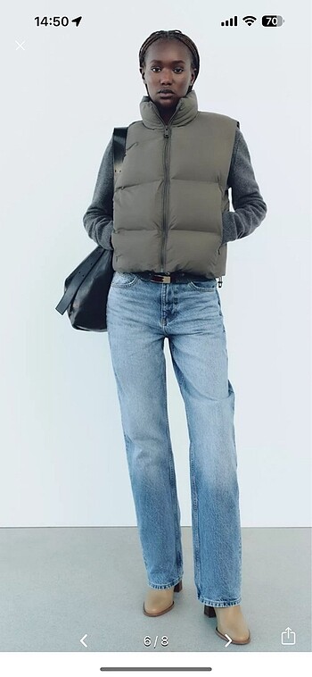 Zara etiketli haki şişme yelek - Görsel 6