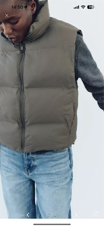 Zara etiketli haki şişme yelek - Görsel 7