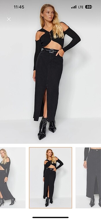 m Beden Trendyolmilla siyah maxi denim etek