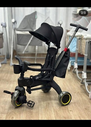 Siyah Katlanabilir Çocuk Üç Tekerlekli Bisiklet